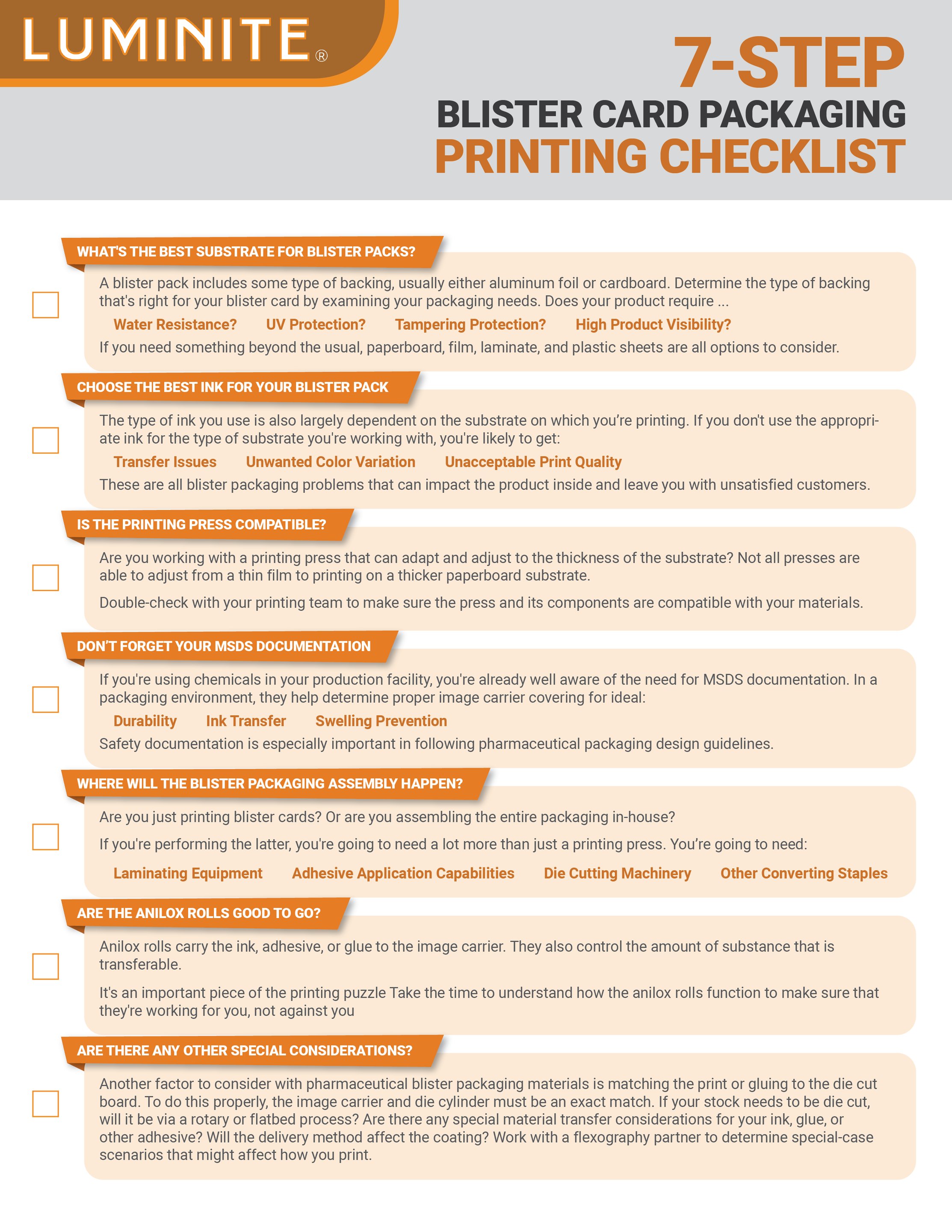 7Step Blister Card Packaging Printing Checklist